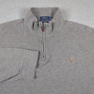 Polo Ralph Lauren Sweater Mens 2XL Gray Long Sleeve Estate Rib 1/4 Zip Pullover